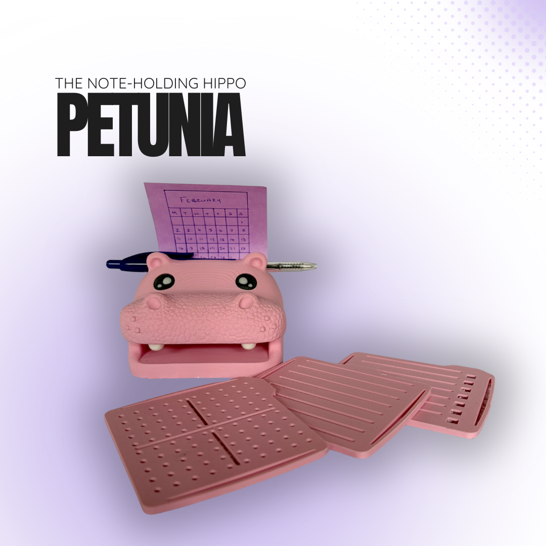 Petunia the Note‑Holding Pink Hippo