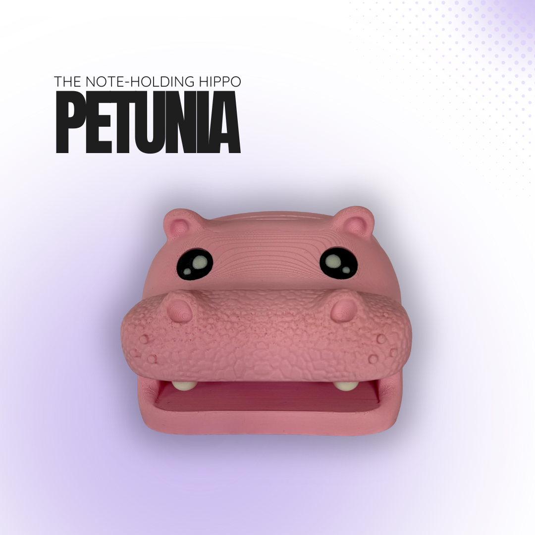 Petunia the Note‑Holding Pink Hippo