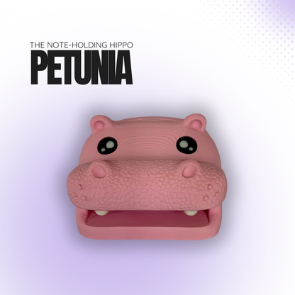 Petunia the Note‑Holding Pink Hippo
