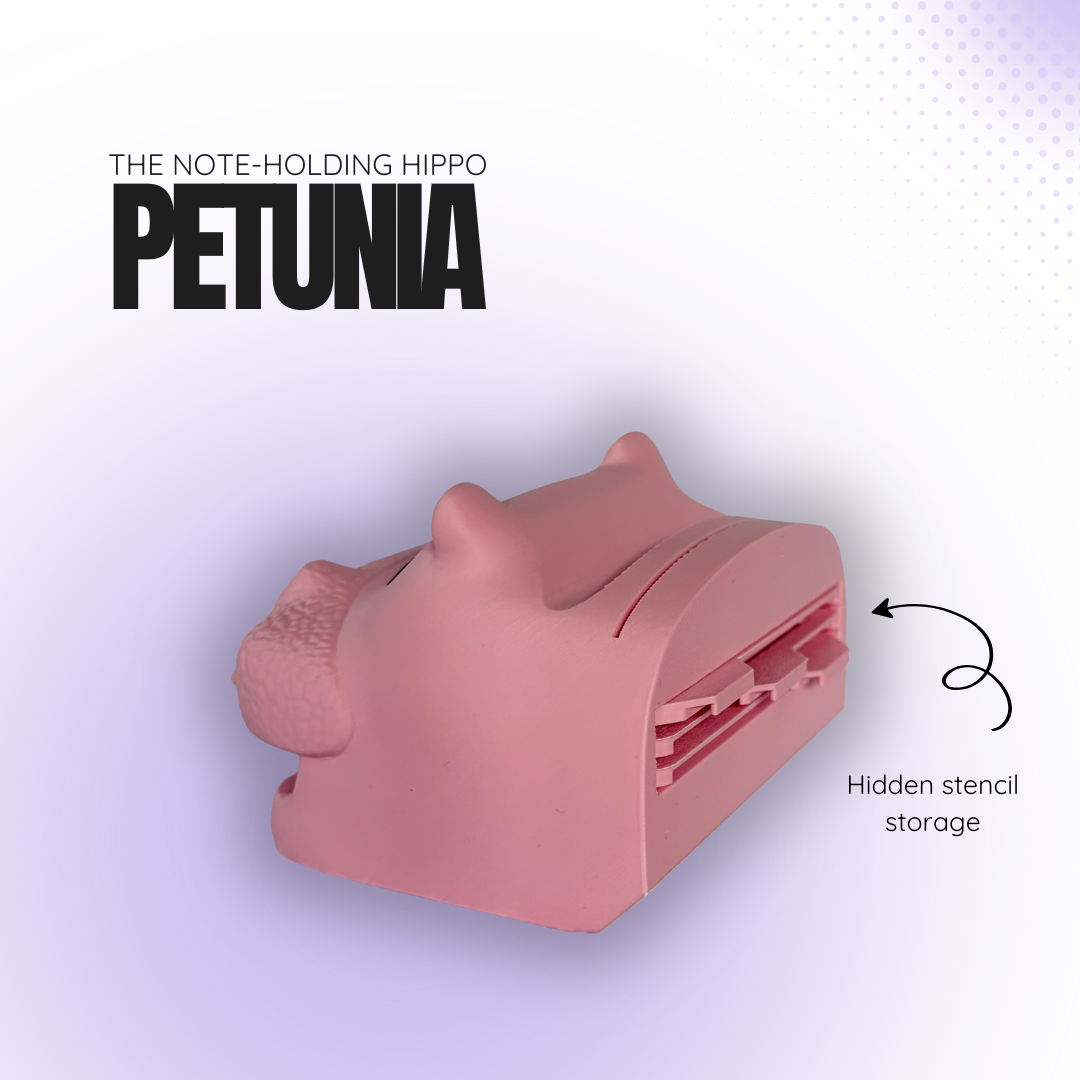 Petunia the Note‑Holding Pink Hippo