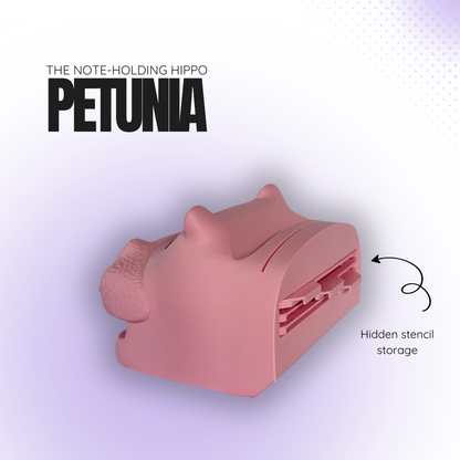 Petunia the Note‑Holding Pink Hippo
