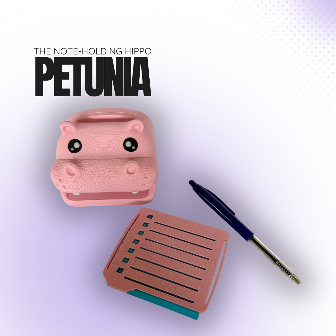 Petunia the Note‑Holding Pink Hippo