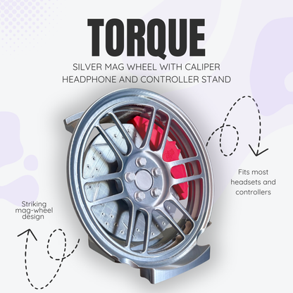 Torque the Silver Mag Wheel with Caliper Headphone and Controller Stand