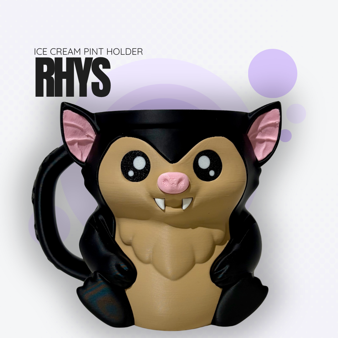 Rhys the Black Bat Ice Cream Pint Holder