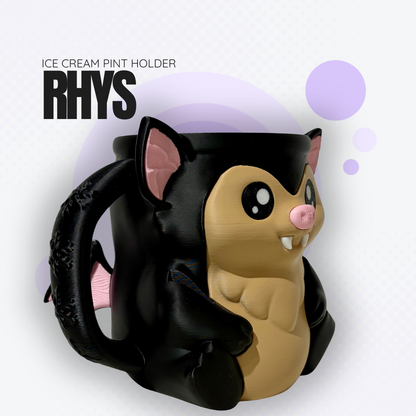 Rhys the Black Bat Ice Cream Pint Holder