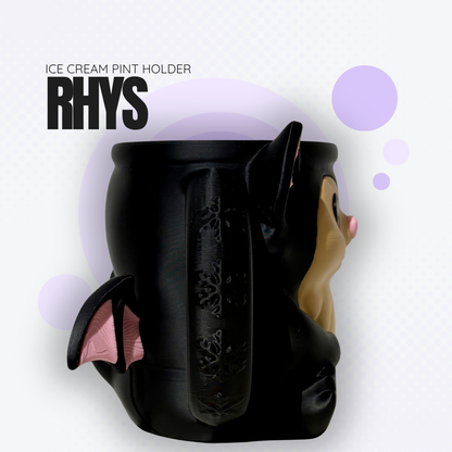 Rhys the Black Bat Ice Cream Pint Holder