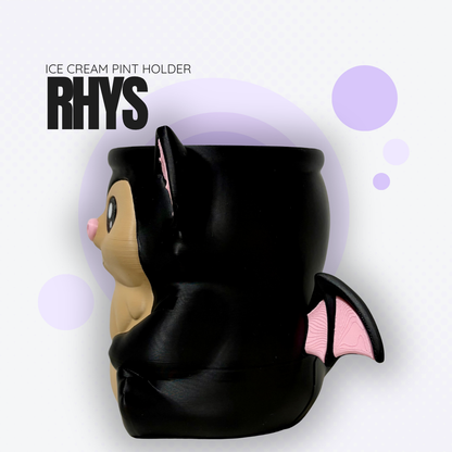 Rhys the Black Bat Ice Cream Pint Holder