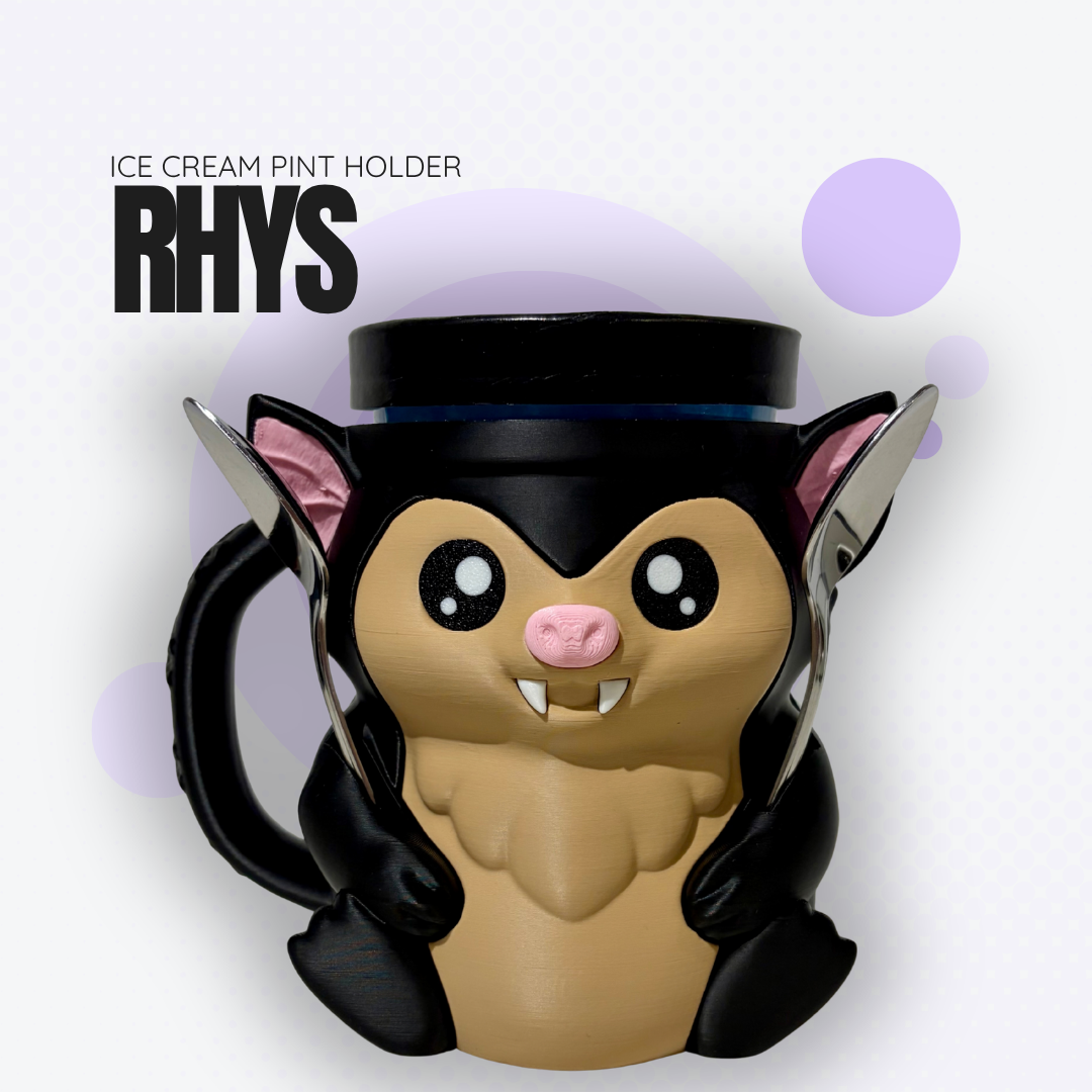 Rhys the Black Bat Ice Cream Pint Holder