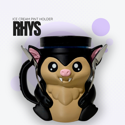 Rhys the Black Bat Ice Cream Pint Holder