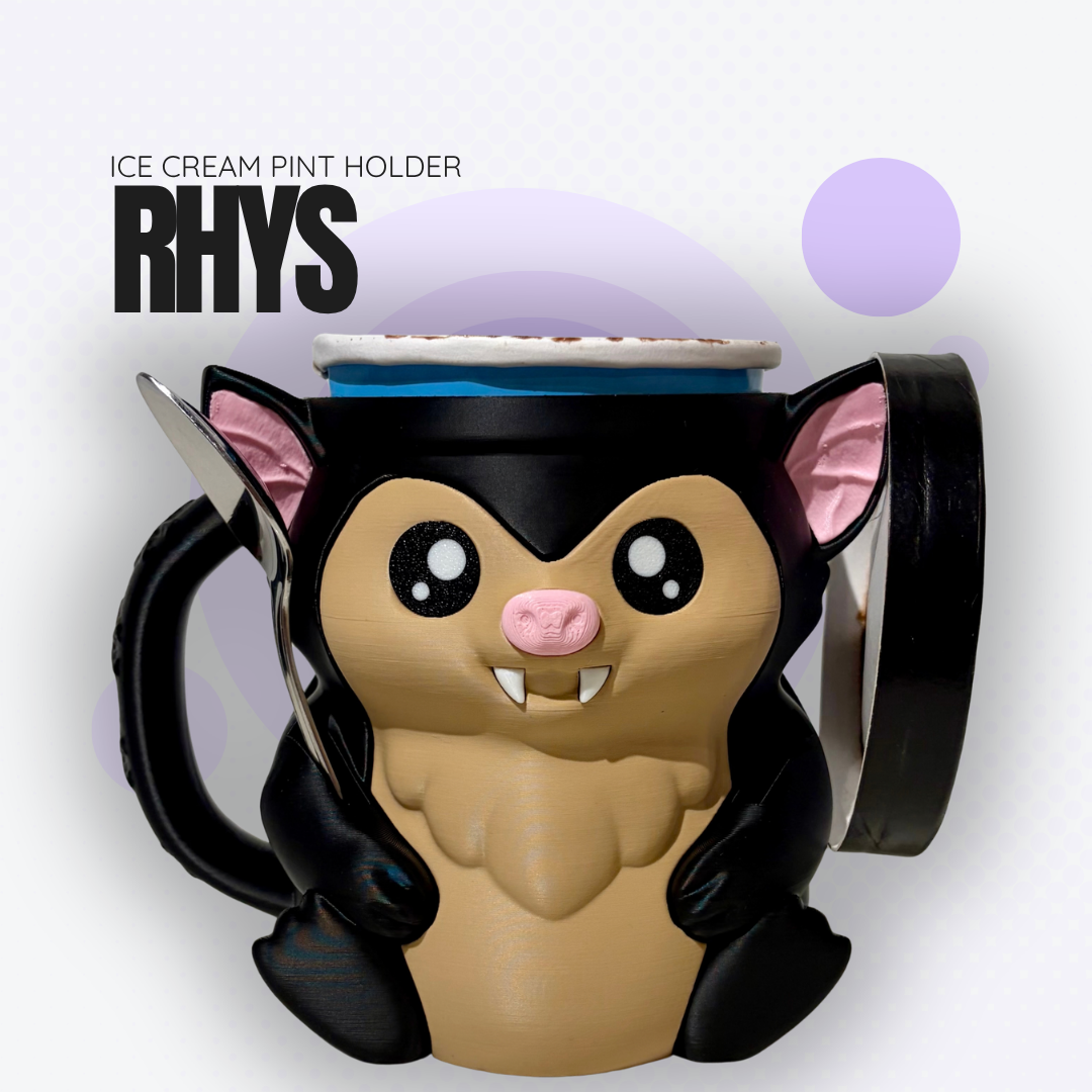 Rhys the Black Bat Ice Cream Pint Holder