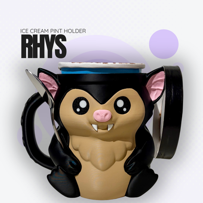 Rhys the Black Bat Ice Cream Pint Holder