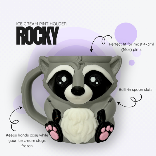 Rocky the Raccoon Ice Cream Pint Holder