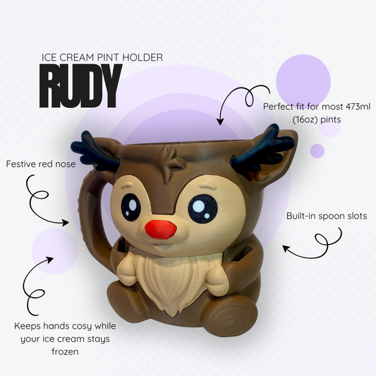 Rudy the Reindeer Ice Cream Pint Holder