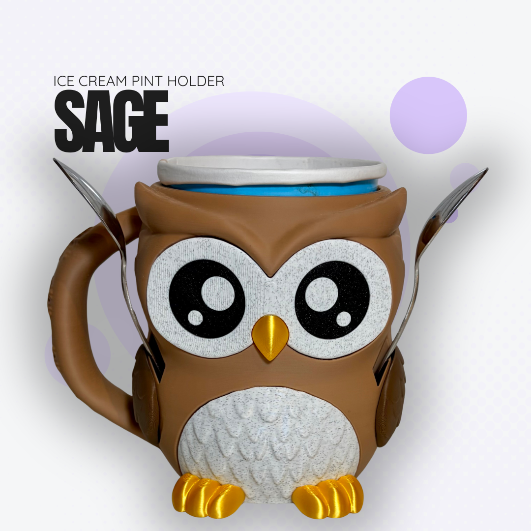 Sage the Owl Ice Cream Pint Holder
