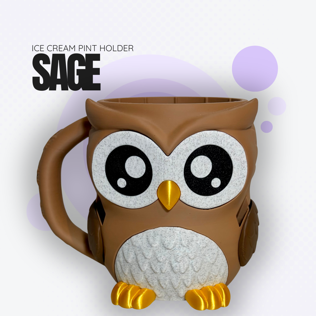 Sage the Owl Ice Cream Pint Holder