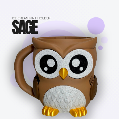 Sage the Owl Ice Cream Pint Holder
