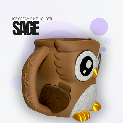 Sage the Owl Ice Cream Pint Holder