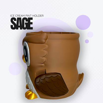 Sage the Owl Ice Cream Pint Holder