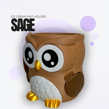 Sage the Owl Ice Cream Pint Holder