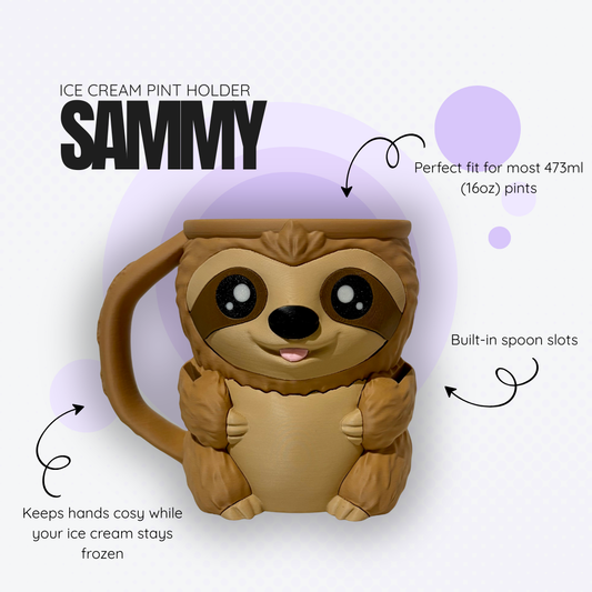Sammy the Sloth Ice Cream Pint Holder