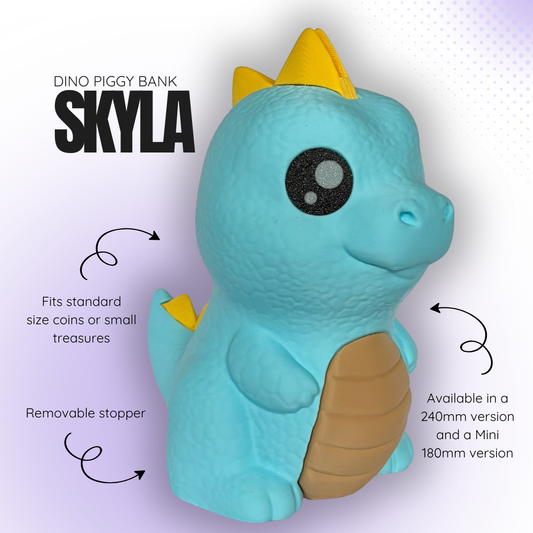Skyla the Light Blue Dino Piggy Bank