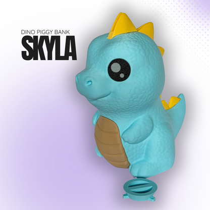 Skyla the Light Blue Dino Piggy Bank