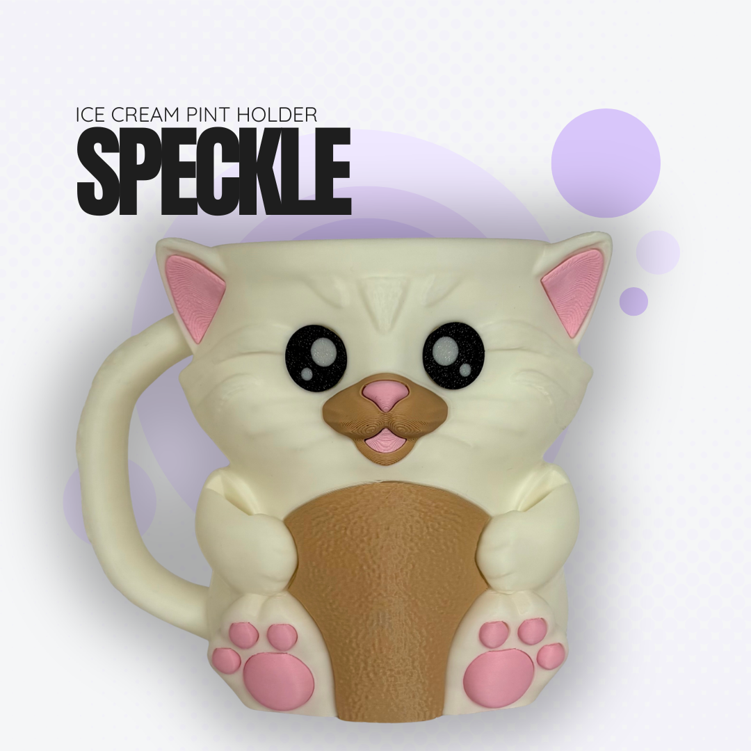 Speckle the White Cat Ice Cream Pint Holder