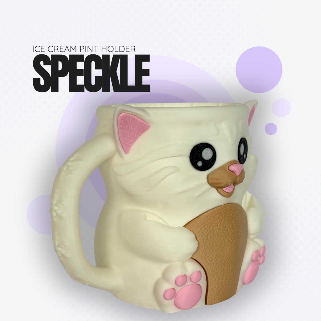 Speckle the White Cat Ice Cream Pint Holder