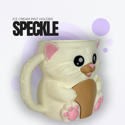 Speckle the White Cat Ice Cream Pint Holder