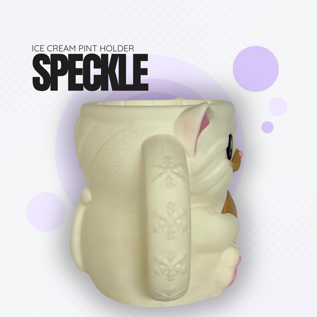 Speckle the White Cat Ice Cream Pint Holder