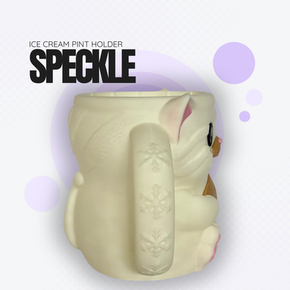 Speckle the White Cat Ice Cream Pint Holder