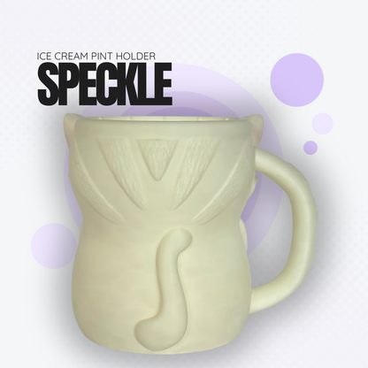 Speckle the White Cat Ice Cream Pint Holder