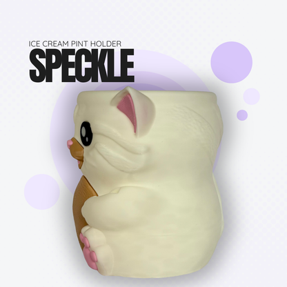 Speckle the White Cat Ice Cream Pint Holder