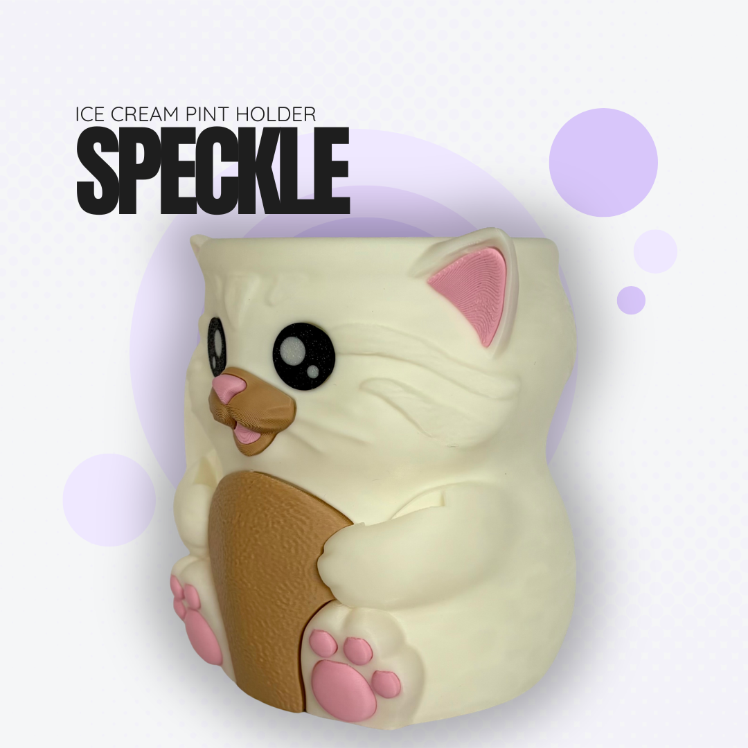 Speckle the White Cat Ice Cream Pint Holder