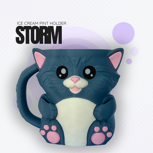 Storm the Dark Grey Cat Ice Cream Pint Holder