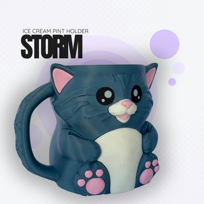 Storm the Dark Grey Cat Ice Cream Pint Holder