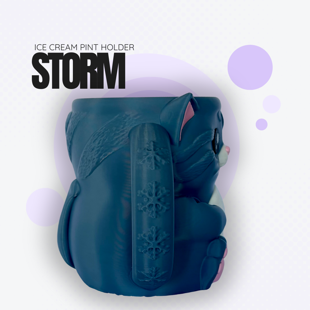 Storm the Dark Grey Cat Ice Cream Pint Holder