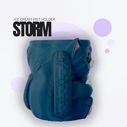Storm the Dark Grey Cat Ice Cream Pint Holder