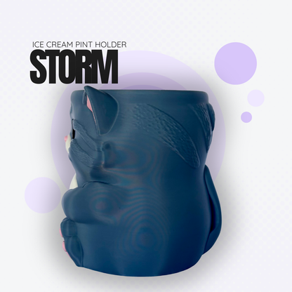 Storm the Dark Grey Cat Ice Cream Pint Holder