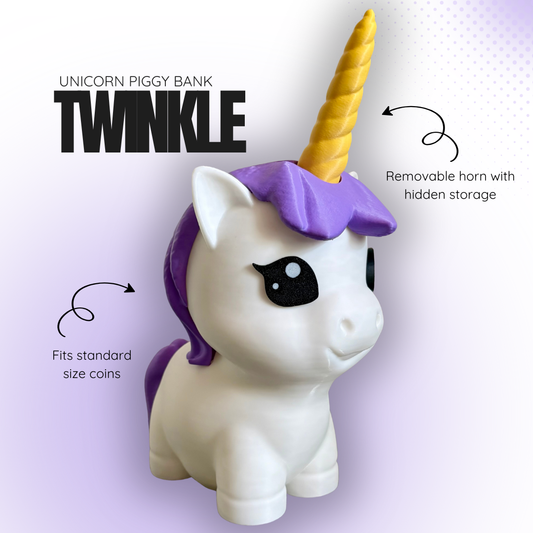 Twinkle the Purple Unicorn Piggy Bank