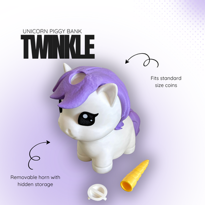 Twinkle the Purple Unicorn Piggy Bank