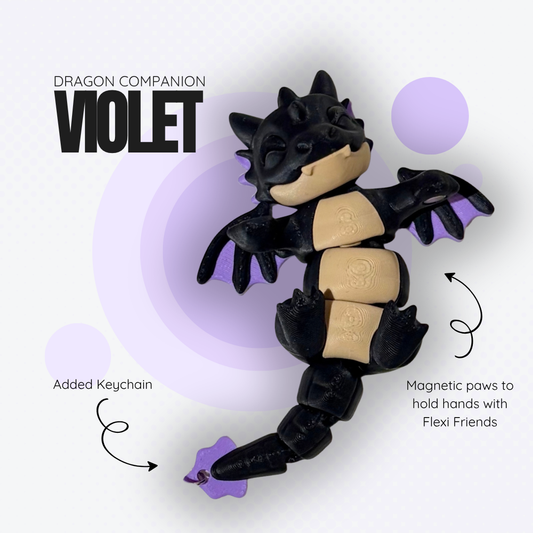 Violet the Black and Purple Dragon Magnetic Companion