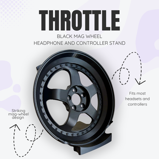 Throttle the Black Mag Wheel Headphone and Controller Stand
