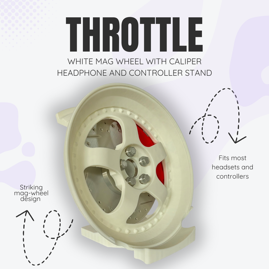 Throttle the White Mag Wheel with Caliper Headphone and Controller Stand