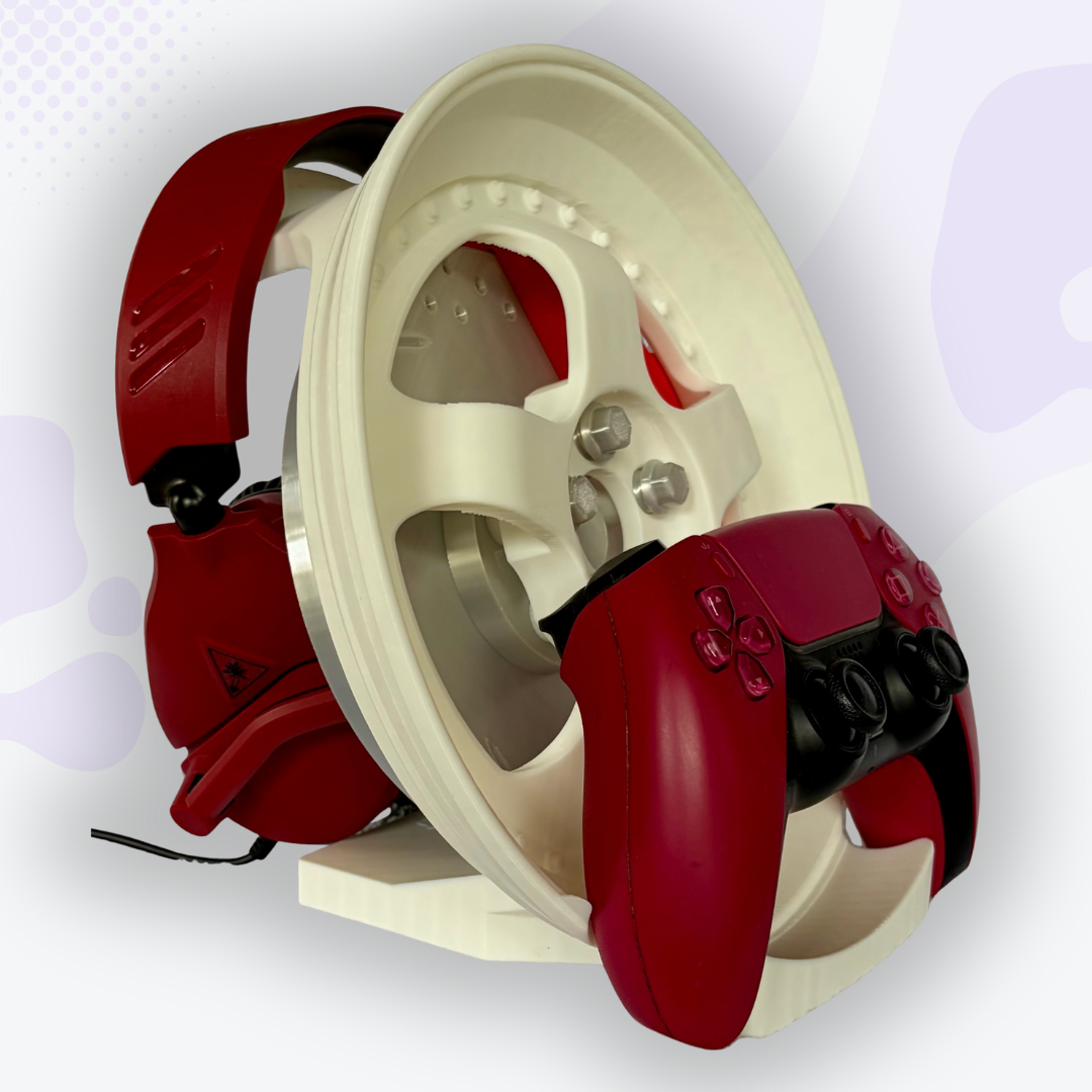 Throttle the White Mag Wheel with Caliper Headphone and Controller Stand
