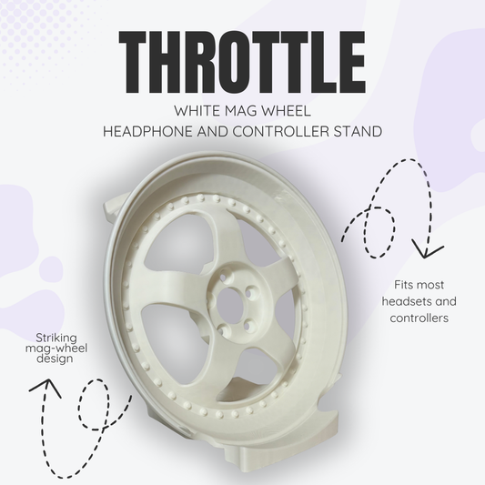 Throttle the White Mag Wheel Headphone and Controller Stand