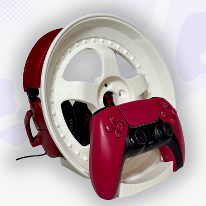 Throttle the White Mag Wheel Headphone and Controller Stand